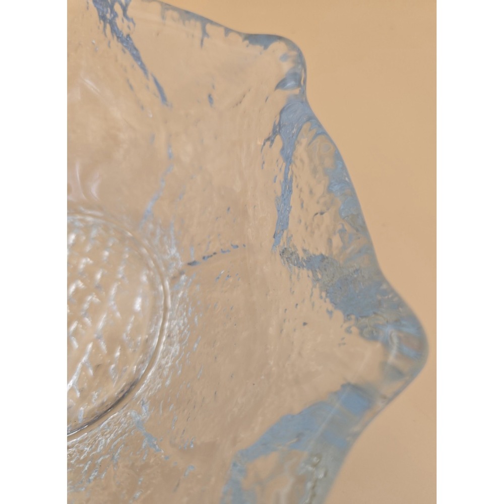 Crystal Clear Bowl Blenko Sunflower Design Aqua Vintage - Picture 15 of 16